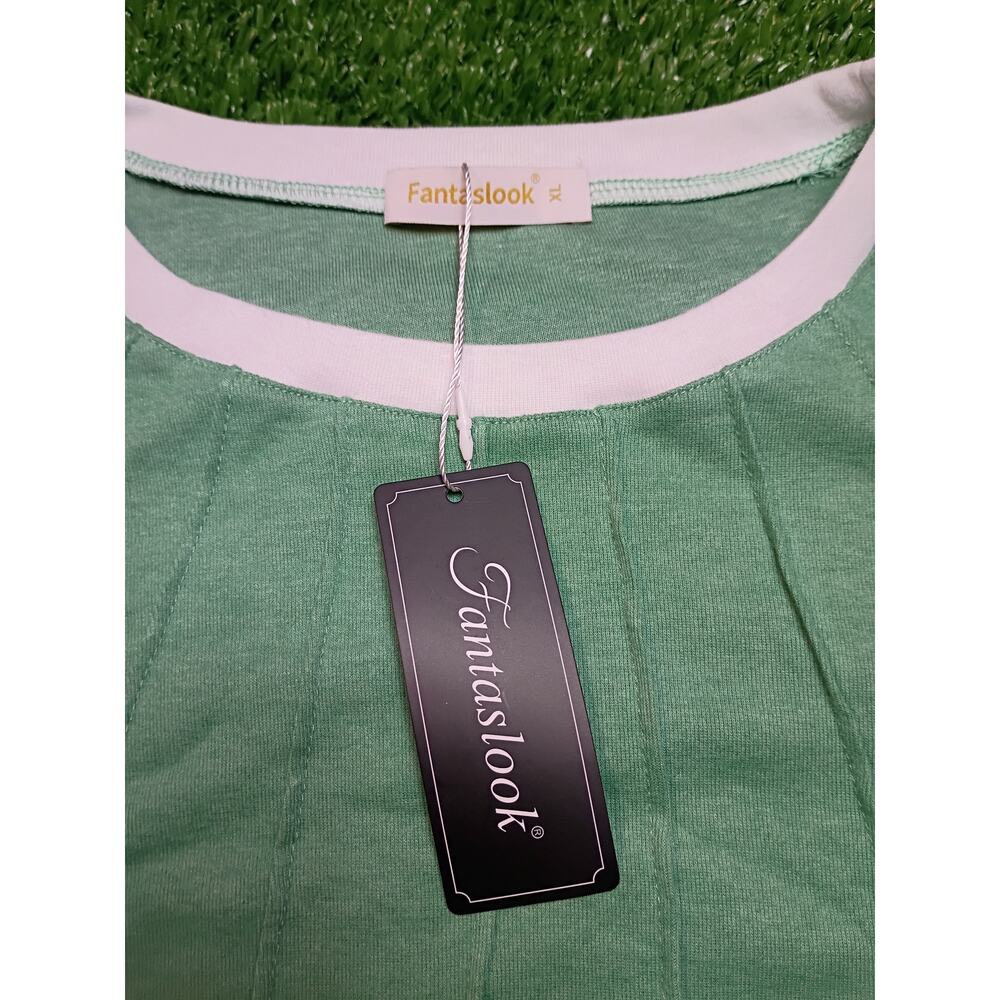 Fantaslook Women's Green Blouse - Pleated & Stylish XL NWT - Picture 3 of 6